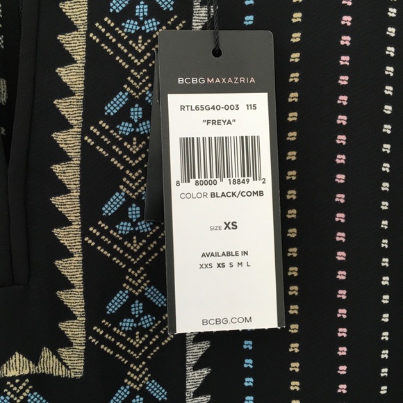 BCBG MaxAzria Freya Shift Column Tunic Style Boho Geometric Dress NWT | XS - Picture 8 of 11
